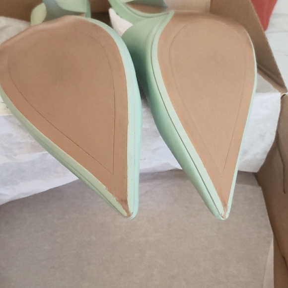 Zara SLINGBACK LEATHER HEELS GREEN Bloggers favorite - Picture 14 of 15